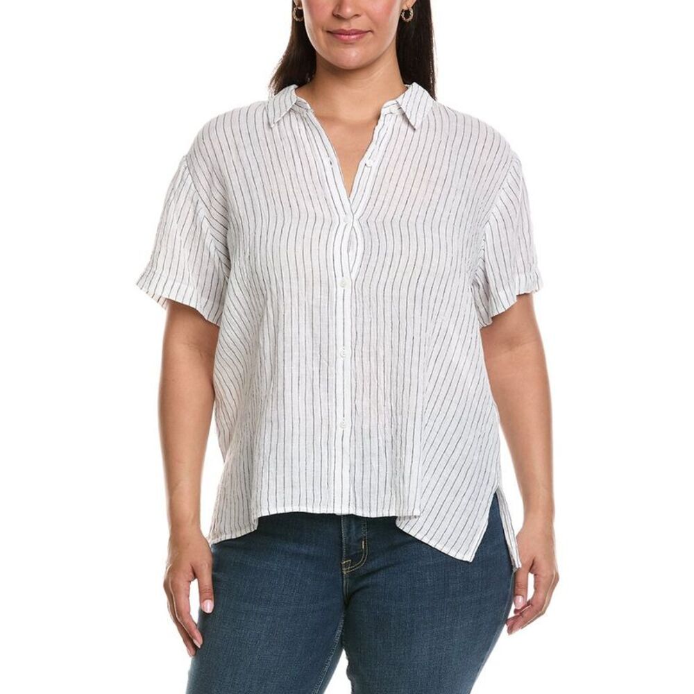 Eileen Fisher Womens  Plus Classic Collar Shirt, White